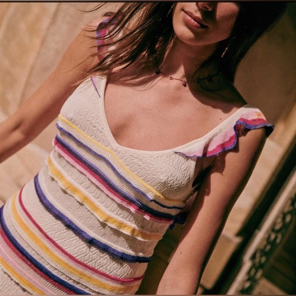 Sezane Marla Dress Striped Multicolor Maxi Dress - Picture 2 of 13